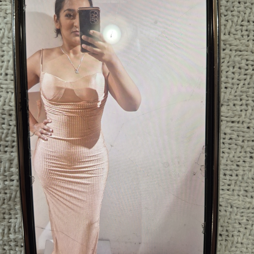 Elegant Nude Maxi Dress